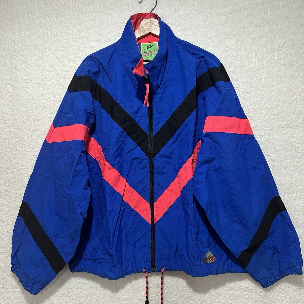Vintage‎ Ocean Equipment 80s Nylon Windbreaker Jacket Size XL Made in Taiwan